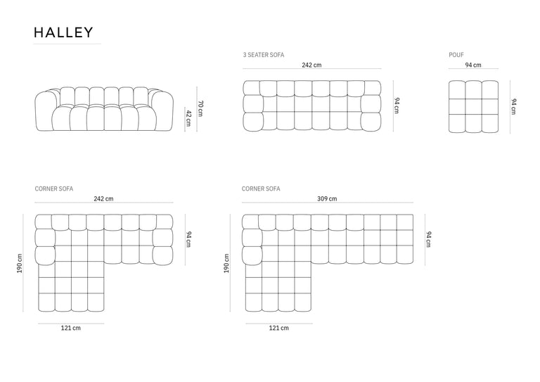 3-Sitzer-Ecksofa Halley Samt links