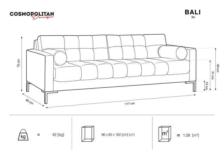 3-Sitzer-Sofa Bali Samt