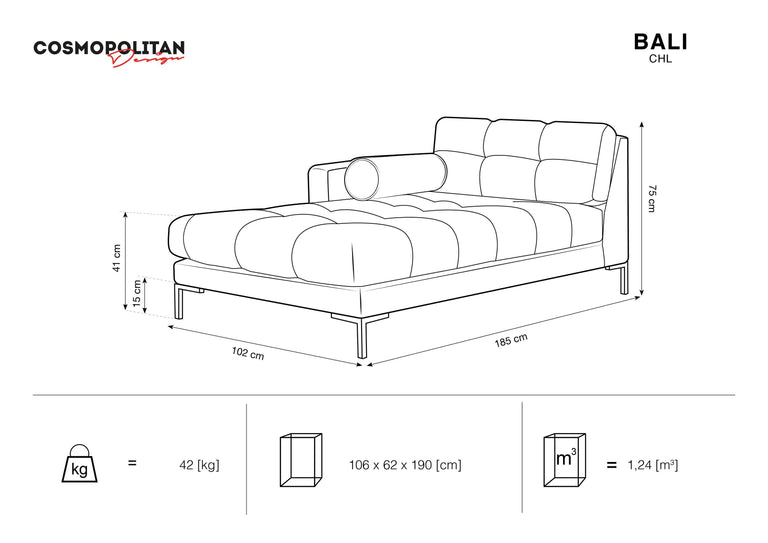 Chaiselongue Bali links Samt