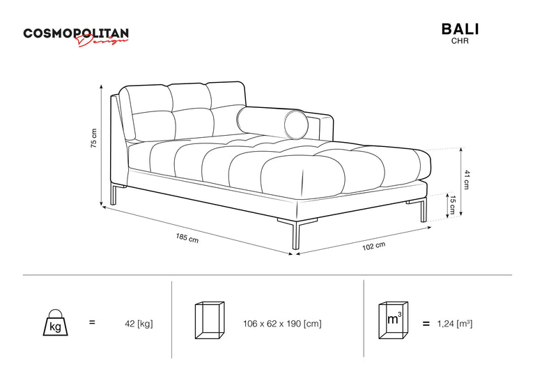 Chaiselongue Bali rechts Samt