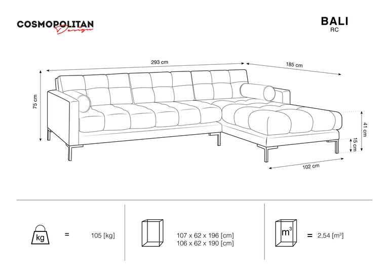 Ecksofa Bali rechts Samt