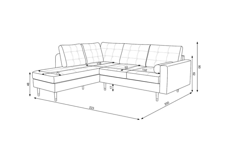 3,5-Sitzer-Ecksofa Aldo links