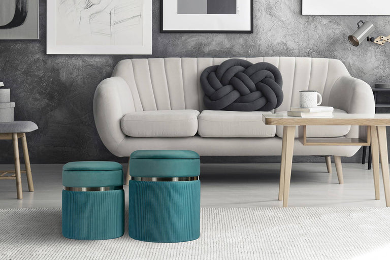 Set mit 2 Poufs Zora