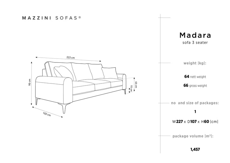 3-Sitzer-Sofa Madara Samt