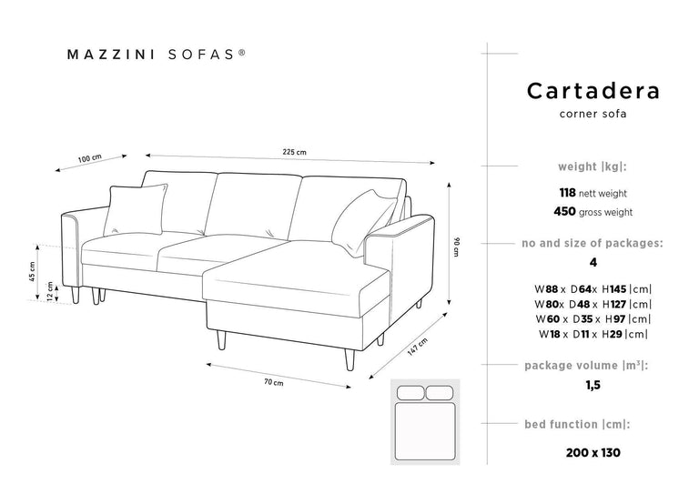 Eckschlafcouch Cartadera rechts Bouclé