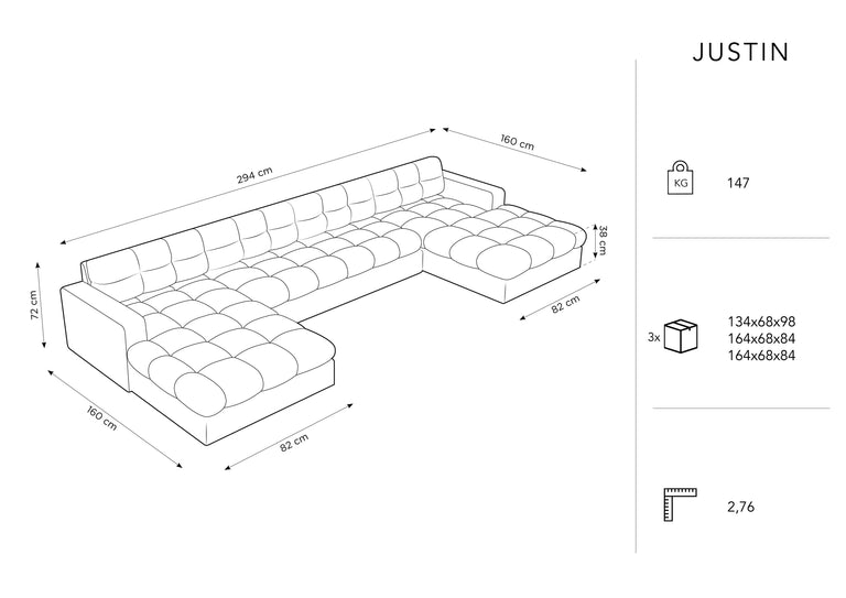 5-Sitzer-Ecksofa Justin