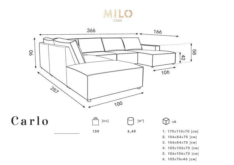 U-Sofa Carlo links Cord