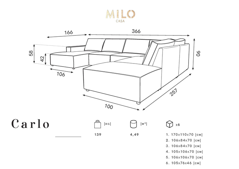 U-Sofa Carlo rechts Cord