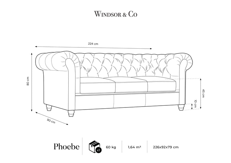 3-Sitzer-Sofa Phoebe Samt