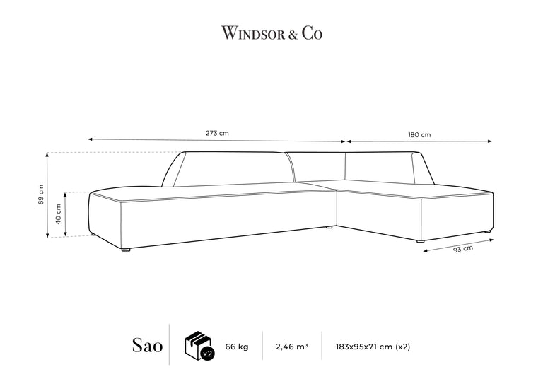 4-Sitzer Ecksofa Sao rechts Samt