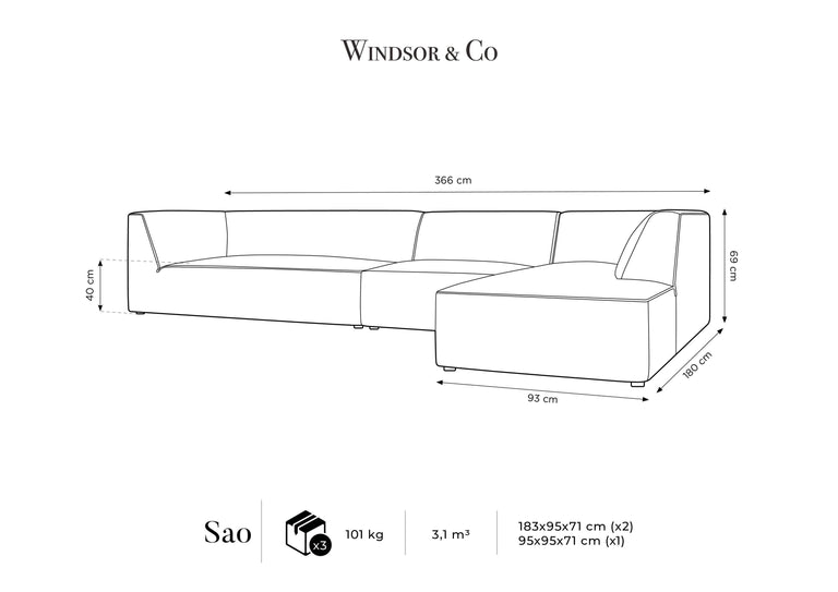 5-Sitzer-Ecksofa Sao rechts Samt