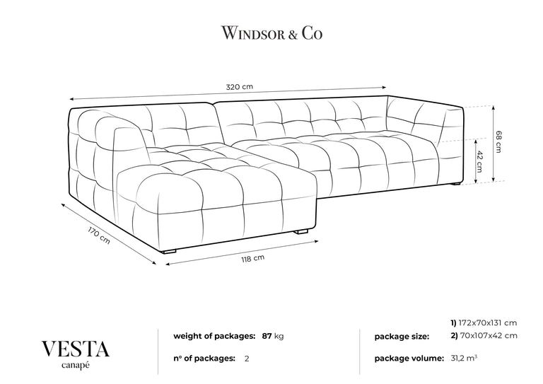 5-Sitzer-Ecksofa Vesta links Samt