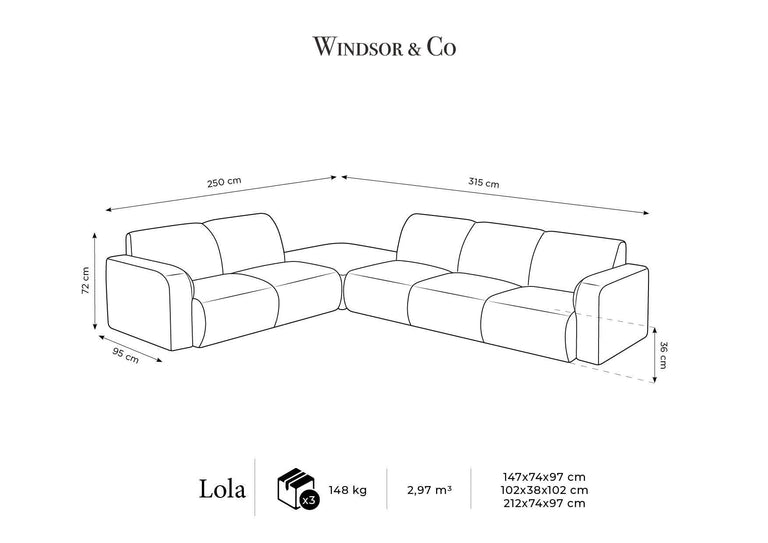 Ecksofa Lola links Chenille mit Hocker