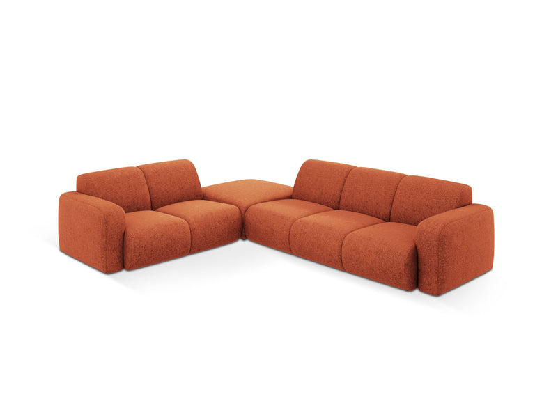 Ecksofa Lola links Chenille mit Hocker