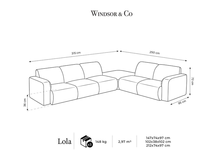 Ecksofa Lola rechts Chenille mit Hocker