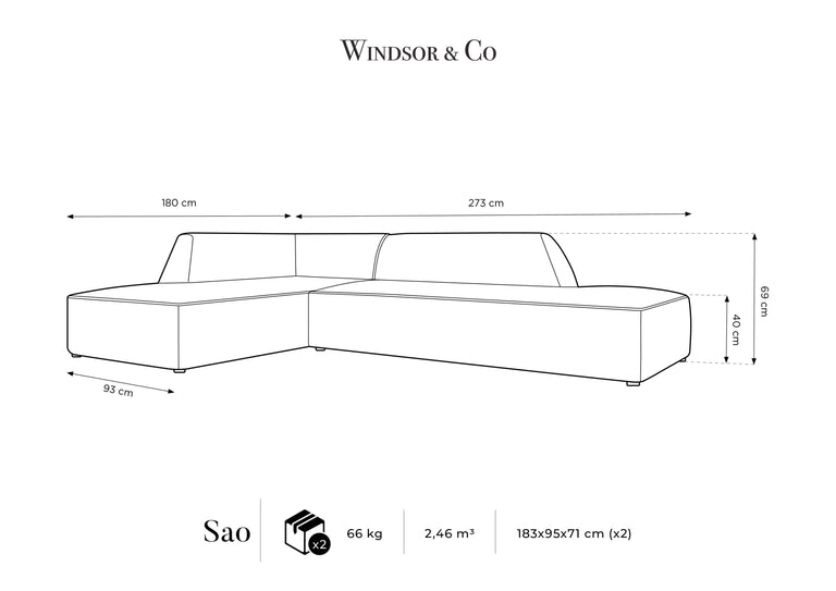 Modulares 4-Sitzer-Sofa Sao links Samt